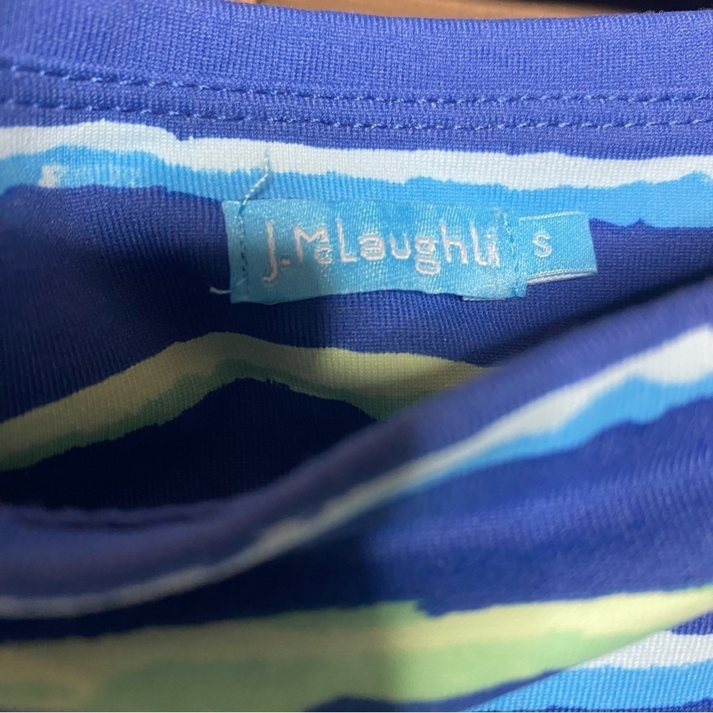 J. McLaughlin Athleisure Nicola blues,lime green&white stripe tiered skirt SZ-S - Picture 5 of 6
